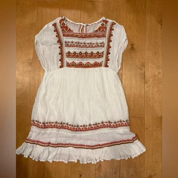 Free People Sunrise Wanderer boho mini dress white XS S - Picture 4 of 7